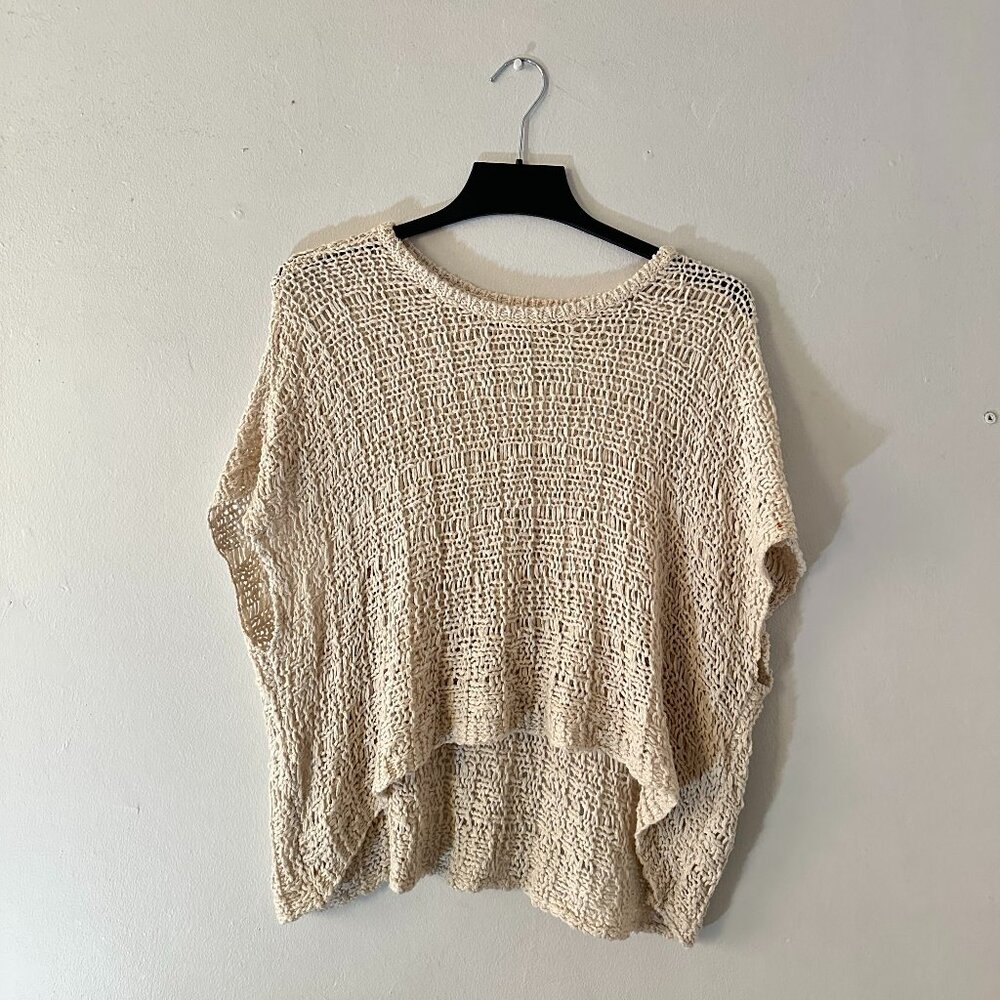 Abercrombie & Fitch Cream Crochet Knit Open Weave Poncho Top XS/S Boho
